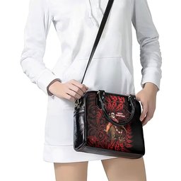 New Zealand Christmas Shoulder Handbag Red Santa Riding Kiwi Bird Silver Fern