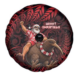 New Zealand Christmas Spare Tire Cover Red Santa Riding Kiwi Bird Silver Fern