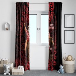 New Zealand Christmas Window Curtain Red Santa Riding Kiwi Bird Silver Fern