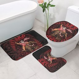 New Zealand Christmas Bathroom Set Red Santa Riding Kiwi Bird Silver Fern