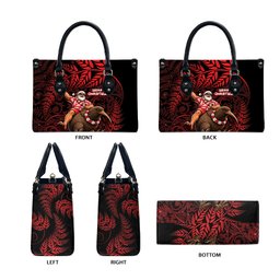 New Zealand Christmas Leather Bag Red Santa Riding Kiwi Bird Silver Fern
