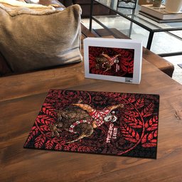 New Zealand Christmas Puzzle Red Santa Riding Kiwi Bird Silver Fern