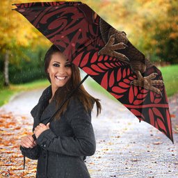 New Zealand Christmas Umbrella Red Santa Riding Kiwi Bird Silver Fern