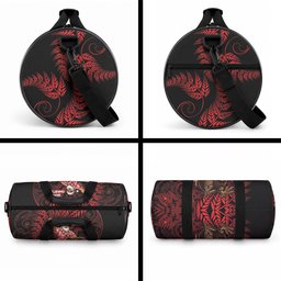 New Zealand Christmas Duffle Bag Red Santa Riding Kiwi Bird Silver Fern