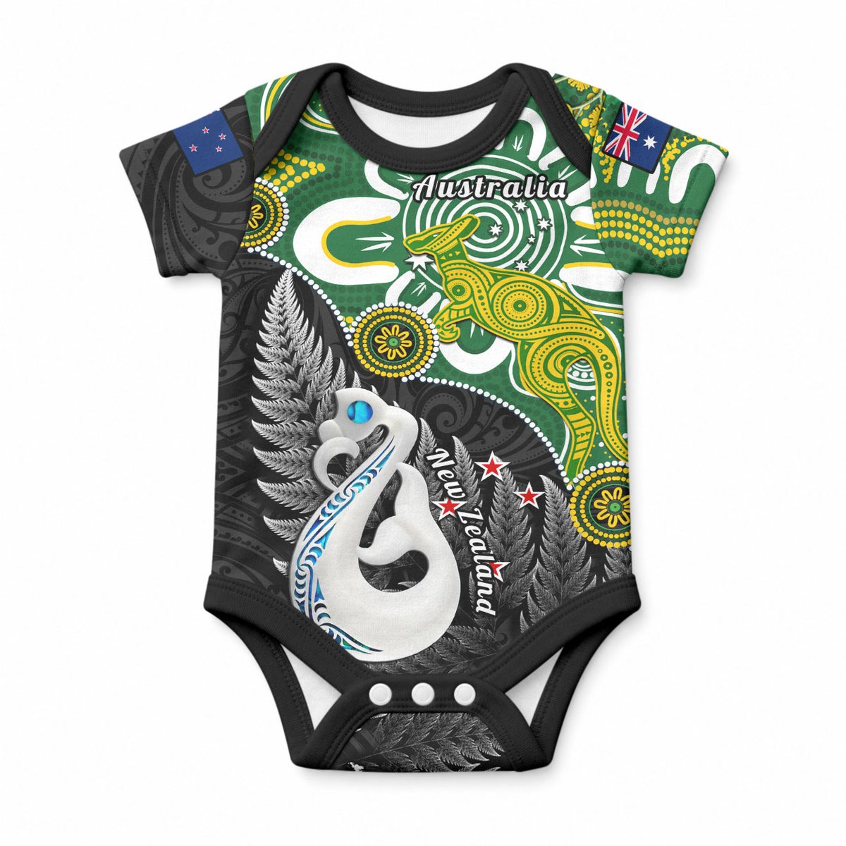 Personalised New Zealand And Australia Baby Onesie Aboriginal Mix Aotearoa Maori Unique Style