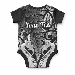 Personalised New Zealand Baby Onesie Te Manaia Mangopare Maori And Fern Black Style
