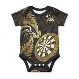 Personalised New Zealand Darts Baby Onesie Happiness Is A Tight Threesome Maori Gold