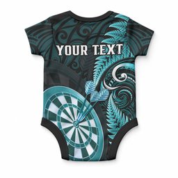 Personalised New Zealand Darts Baby Onesie Happiness Is A Tight Threesome Maori Turquoise