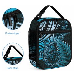 New Zealand Lizard Lunch Bag Silver Fern Aotearoa Maori Blue Version