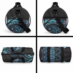 New Zealand Lizard Duffle Bag Silver Fern Aotearoa Maori With Paua Shell