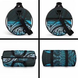 New Zealand Lizard Duffle Bag Silver Fern Aotearoa Maori Blue Version