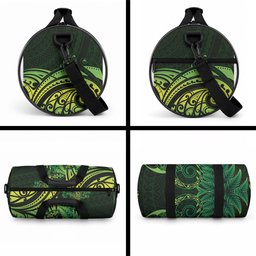 New Zealand Lizard Duffle Bag Silver Fern Aotearoa Maori Green Version