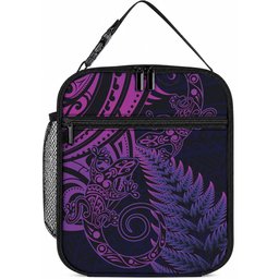 New Zealand Lizard Lunch Bag Silver Fern Aotearoa Maori Purple Version