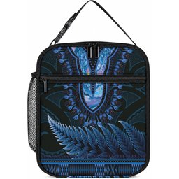 Blue African Dashiki With Aotearoa Maori Lunch Bag Paua Shell Mix Silver Fern