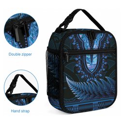 Blue African Dashiki With Aotearoa Maori Lunch Bag Paua Shell Mix Silver Fern