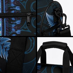 Blue African Dashiki With Aotearoa Maori Duffle Bag Paua Shell Mix Silver Fern