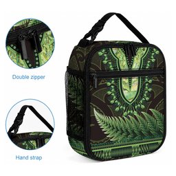 Lime Green African Dashiki With Aotearoa Maori Lunch Bag Paua Shell Mix Silver Fern