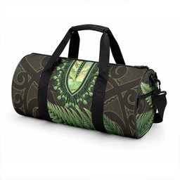 Lime Green African Dashiki With Aotearoa Maori Duffle Bag Paua Shell Mix Silver Fern