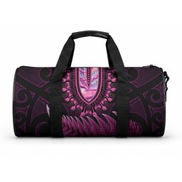 Pink African Dashiki With Aotearoa Maori Duffle Bag Paua Shell Mix Silver Fern