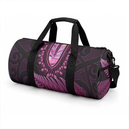 Pink African Dashiki With Aotearoa Maori Duffle Bag Paua Shell Mix Silver Fern