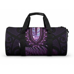 Purple African Dashiki With Aotearoa Maori Duffle Bag Paua Shell Mix Silver Fern