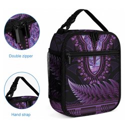 Purple African Dashiki With Aotearoa Maori Lunch Bag Paua Shell Mix Silver Fern