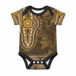 Gold African Dashiki With Australia Aboriginal Art Baby Onesie