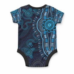Blue African Dashiki With Australia Aboriginal Art Baby Onesie