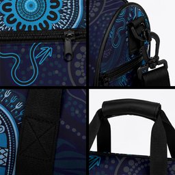 Blue African Dashiki With Australia Aboriginal Art Duffle Bag