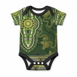 Lime Green African Dashiki With Australia Aboriginal Art Baby Onesie
