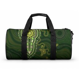 Lime Green African Dashiki With Australia Aboriginal Art Duffle Bag