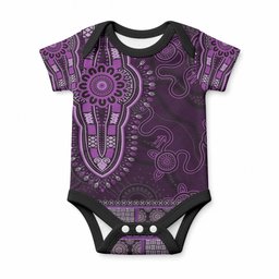 Purple African Dashiki With Australia Aboriginal Art Baby Onesie
