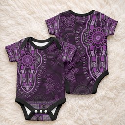 Purple African Dashiki With Australia Aboriginal Art Baby Onesie