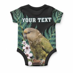 Personalised New Zealand Kakapo Baby Onesie Aotearoa Fern With Manuka