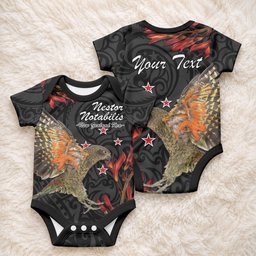 Personalised New Zealand Kea Baby Onesie Nestor Notabilis With Harakeke Maori Pattern