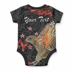 Personalised New Zealand Kea Baby Onesie Nestor Notabilis With Harakeke Maori Pattern