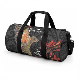 Personalised New Zealand Kea Duffle Bag Nestor Notabilis With Harakeke Maori Pattern