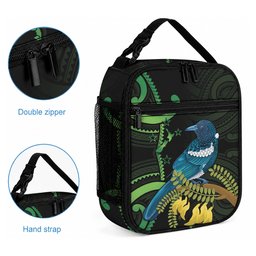 New Zealand Tui Bird Lunch Bag Aotearoa Maori With Kowhai Flowers