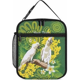 Personalised Australia Golden Wattle And Cacatua Galerita Lunch Bag Aboriginal Art