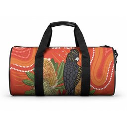 Personalised Australia Banksia And Black Cockatoo Duffle Bag Aboriginal Art