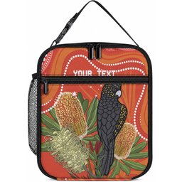 Personalised Australia Banksia And Black Cockatoo Lunch Bag Aboriginal Art