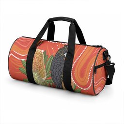 Personalised Australia Banksia And Black Cockatoo Duffle Bag Aboriginal Art