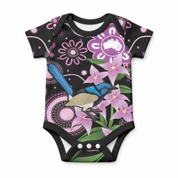 Personalised Australia Boronia And Malurus Cyaneus Baby Onesie Aboriginal Art