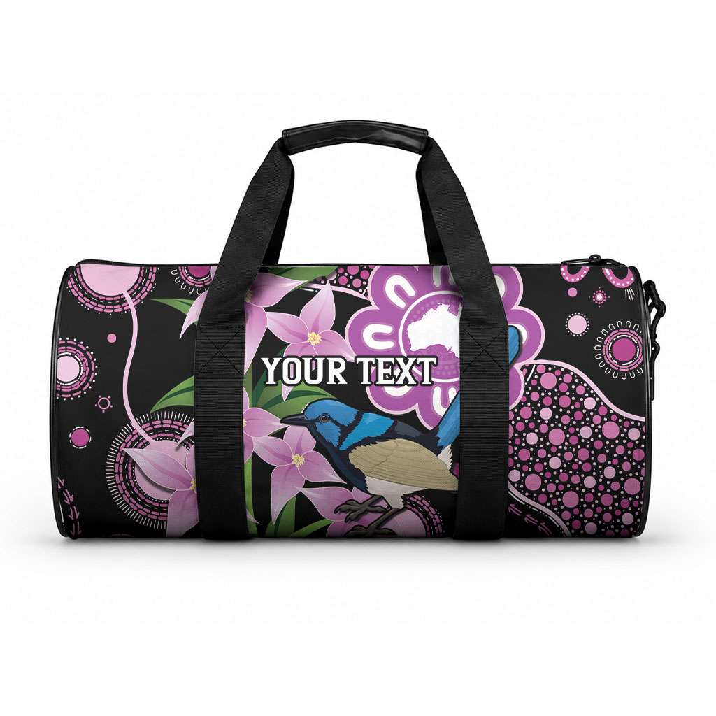 Personalised Australia Boronia And Malurus Cyaneus Duffle Bag Aboriginal Art