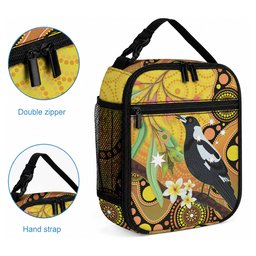 Australia Eucalyptus Flower And Magpie Lunch Bag Aboriginal Art