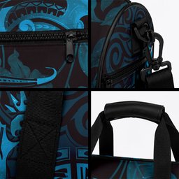 New Zealand Tuatara Duffle Bag Aotearoa Maori Clematis Flowers - Blue