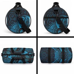 New Zealand Tuatara Duffle Bag Aotearoa Maori Clematis Flowers - Blue