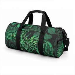 New Zealand Tuatara Duffle Bag Aotearoa Maori Clematis Flowers - Green