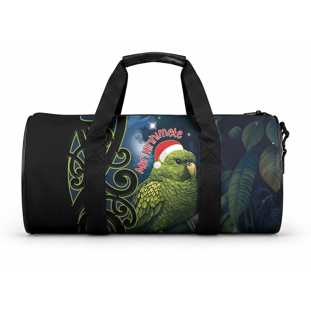 New Zealand Christmas Duffle Bag Cute Kakapo Meri Kirihimete Maori Koru