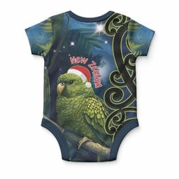 New Zealand Christmas Baby Onesie Cute Kakapo Meri Kirihimete Maori Koru